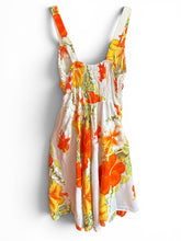Load image into Gallery viewer, NWOT COJ Apparels Tropical Hibiscus Sundress w/ Crochet Eyelet Bust Multi S