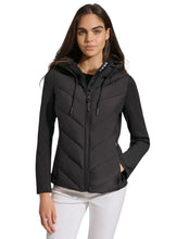 Load image into Gallery viewer, NWT DKNY Women's Hooded Scuba Packable Puffer Coat in black XL