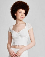 Load image into Gallery viewer, NWT Wild Fable Women’s White Short Sleeve Lace Bustier Top Y2k Large