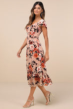 Load image into Gallery viewer, NWOT Lulus Composed Beauty Blush Pink Burnout Velvet Floral Midi Dress M