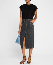 Load image into Gallery viewer, NWT Iro Clarysse Faded Denim Midi Skirt Black Stone Size 38