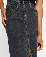 Load image into Gallery viewer, NWT Iro Clarysse Faded Denim Midi Skirt Black Stone Size 38