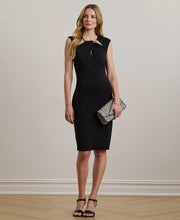 Load image into Gallery viewer, NWT Lauren Ralph Lauren Women's Cutout Jersey Cocktail Dress Black/ Silver 12