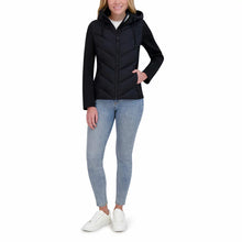 Load image into Gallery viewer, NWT DKNY Women's Hooded Scuba Packable Puffer Coat in black XL