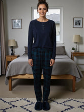 Load image into Gallery viewer, NWT Stars Above Cecy pajama set Navy/Plaid Multi Small