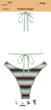 Load image into Gallery viewer, NWT Seamoly Chevron Crochet Bikini In Colorblock Sage Green multi L