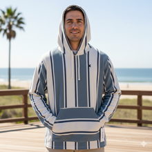 Load image into Gallery viewer, NWT Hurley OG Hooded Poncho Men L Barely Bone Striped Soft French Terry Relaxed