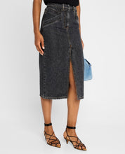 Load image into Gallery viewer, NWT Iro Clarysse Faded Denim Midi Skirt Black Stone Size 38
