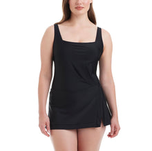 Load image into Gallery viewer, NWT Beyond Control Square Neck Swim Dress Black M