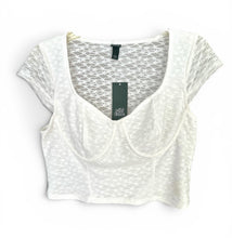 Load image into Gallery viewer, NWT Wild Fable Women’s White Short Sleeve Lace Bustier Top Y2k Large