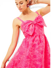 Load image into Gallery viewer, NWT Lilly Pillitzer ELLARA Jacquard Midi Bow Dress, Passion Fuit Pink Leaf 6