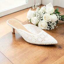 Load image into Gallery viewer, NWT A New Day Women's Delilah Floral Embroidered Mule
Heels Off White 7.5