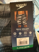 Load image into Gallery viewer, NWT Speedo Tech Volley Swim Shorts, Dark Gray Size XL 36/38 UPF 50+ Liner