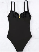 Load image into Gallery viewer, NWT Andrea’s Deals Tight-Fitting Tummy-Covering One-Piece Swimsuit V Gold Medium