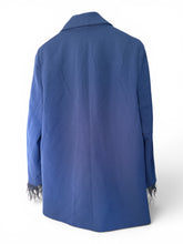 Load image into Gallery viewer, NWT WAYF Women Blue Romee Feather Trim Sleeve Single Breasted Blazer Jacket M