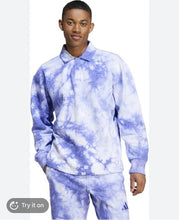 Load image into Gallery viewer, NWT Adidas IY6587 Men's All SZN Fleece Polo Sweatshirt Semi Cobalt Blue M
