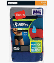 Load image into Gallery viewer, NWT Hanes Men's Cotton Briefs Cool Dri Mid-Rise Sport Styling 5-Pack FreshiQ 2XL