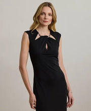 Load image into Gallery viewer, NWT Lauren Ralph Lauren Women's Cutout Jersey Cocktail Dress Black/ Silver 12
