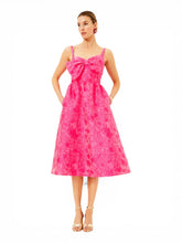 Load image into Gallery viewer, NWT Lilly Pillitzer ELLARA Jacquard Midi Bow Dress, Passion Fuit Pink Leaf 6