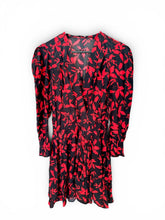 Load image into Gallery viewer, NWT Zadig&Voltaire Rogers leaf-print minidress Black and Red L