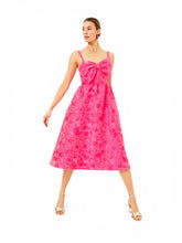 Load image into Gallery viewer, NWT Lilly Pillitzer ELLARA Jacquard Midi Bow Dress, Passion Fuit Pink Leaf 6