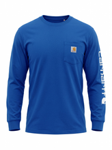 Load image into Gallery viewer, NWT Carhartt Loose Fit Heavyweight Long-Slv Pocket Texas Graphic T-Shirt Blue XL