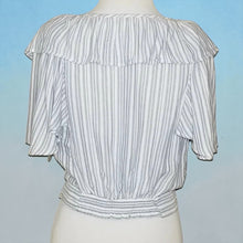 Load image into Gallery viewer, NWT Free People Rosemary Top Cropped Silhouette Striped Ivory/Blue M