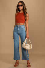 Load image into Gallery viewer, NWT Lulus "Cought Your Eye" Rust Orange Cross-Back Tie-Back Crop Top M