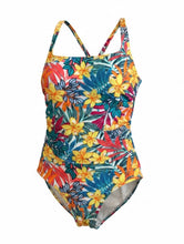 Load image into Gallery viewer, NWT Caribbean Joe Paradise Multi Tropical Floral Side-Shirred Swimsuit. 12