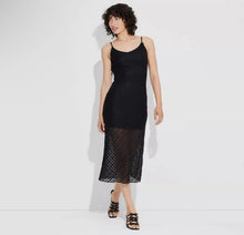 Load image into Gallery viewer, NWT Wild Fable Women's Bow Lace Midi Dress in Black L