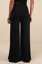 Load image into Gallery viewer, NWT LULUS Knockout Black Knit Wide-Leg Slit-Front Pants Small