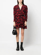 Load image into Gallery viewer, NWT Zadig&Voltaire Rogers leaf-print minidress Black and Red L