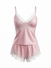 Load image into Gallery viewer, NWT Gorgeous SKIMS Peony Tonal Silk Lace Cami & Short Set Medium