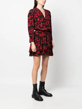 Load image into Gallery viewer, NWT Zadig&Voltaire Rogers leaf-print minidress Black and Red L