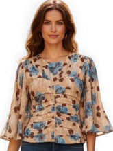 Load image into Gallery viewer, NWT Joie Foster Ruched Silk Top. Size 10 Color: Tuffet multi $328