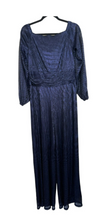 Load image into Gallery viewer, Marina Off-the-shoulder Metallic Jumpsuit Navy 4