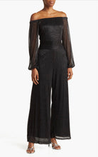 Load image into Gallery viewer, Marina Off-the-shoulder Metallic Jumpsuit Navy 4