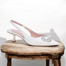 Load image into Gallery viewer, Kate spade NY Renata Leather Embellished Slingback Pumps True White 7.5B
