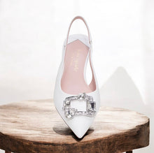Load image into Gallery viewer, Kate spade NY Renata Leather Embellished Slingback Pumps True White 7.5B