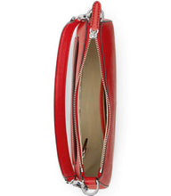 Load image into Gallery viewer, Lauren Ralph Lauren Women's Crosshatch Leather Med Danni Shoulder Bag Red