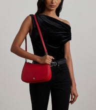 Load image into Gallery viewer, Lauren Ralph Lauren Women's Crosshatch Leather Med Danni Shoulder Bag Red