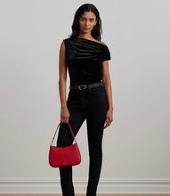 Load image into Gallery viewer, Lauren Ralph Lauren Women's Crosshatch Leather Med Danni Shoulder Bag Red