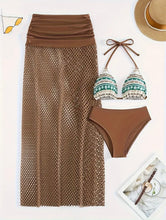 Load image into Gallery viewer, AD Tribal Print 3 Piece Set Bikini, SIZE L