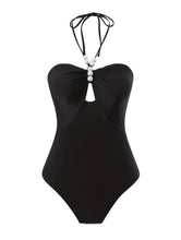 Load image into Gallery viewer, AD Beads Halter Hollow Out One-piece Bathing-suit & Polka Dots Coverup