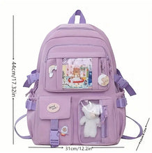 Load image into Gallery viewer, AD Travel Backpack, Multi-Pocket Waterproof College School Bag Lavender