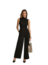Load image into Gallery viewer, Donna Karan Women's Mock-Neck Sleeveless Straight-Leg Jumpsuit Black Size 12