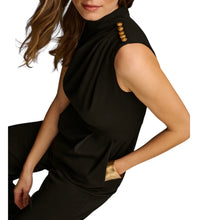 Load image into Gallery viewer, Donna Karan Women's Mock-Neck Sleeveless Straight-Leg Jumpsuit Black Size 12
