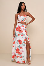 Load image into Gallery viewer, NWOT Lulus Bloom With a View White Floral Print Maxi Skirt M