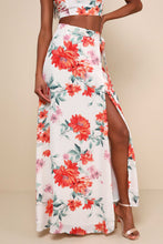 Load image into Gallery viewer, NWOT Lulus Bloom With a View White Floral Print Maxi Skirt M
