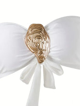 Load image into Gallery viewer, White swimsuit with a sophisticated, high-stretch French design and Sarong S